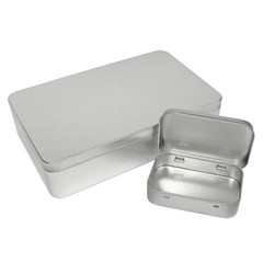 XL (8.5 x 5.3 x 1.9 In) Silver Metal Rectangular Empty Tin Containers for Gif…