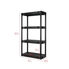 Hyper Tough 4-Tier Plastic Storage Shelf 30″W x 13.8″D x 56.2″H Black New