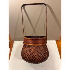 Vintage Japanese Ikebana Bamboo Basket Made in Japan Handwoven