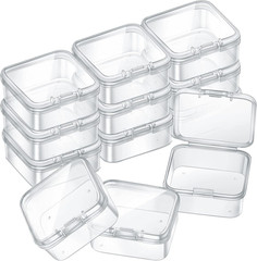 12 Pack Clear Plastic Beads Storage Containers Box with Hinged Lid for Beads and