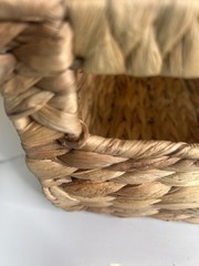 Basket Box Woven Natural Water Hyacinth Rectangular With Handle, Small