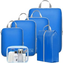 Compression Packing Cubes for Travel 6 Set Nylon Lightweight Luggage Organizer