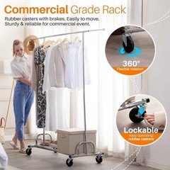 HOKEEPER Clothing Garment Rack Capacity 525LBS Clothing Racks on Wheels Rolling