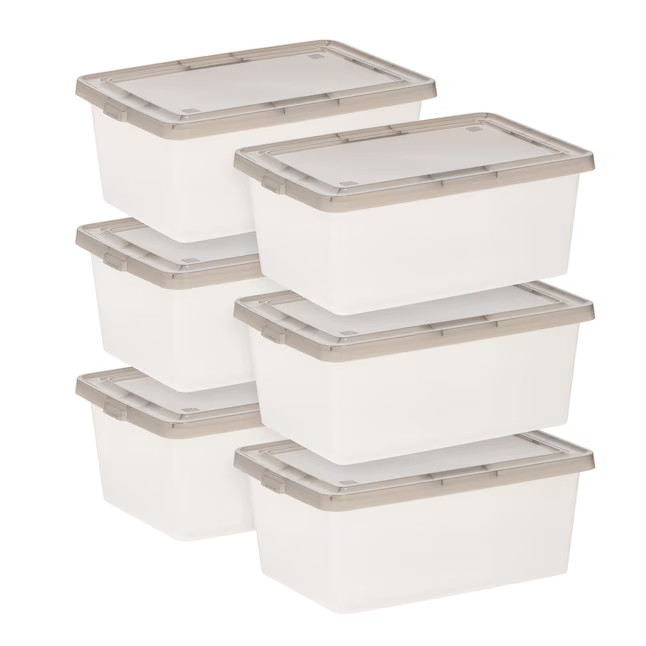 IRIS Medium 14.5 Quarts Gray Stackable Tote with Standard Snap Lid 6 Pack
