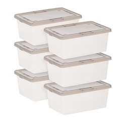 IRIS Medium 14.5 Quarts Gray Stackable Tote with Standard Snap Lid 6 Pack