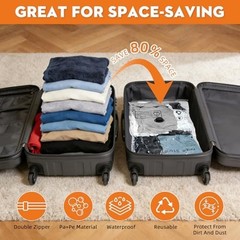 12 Pack Vacuum Travel Bags With Pump for Clothes 4 Small 4 Medium 2 Large 2
