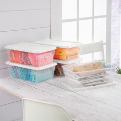 Sterilite 6 Qt Storage Box, Stackable Bin with Lid, 6 Quart, Clear. White Lid