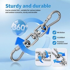 Versatile 1200 lb Swivel Hook & Snap Hook Set – Perfect for Hammocks & Gyms