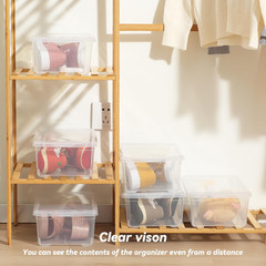 8 Pack Stackable Clear Plastic Storage Bins with Lids for Shoes and More
