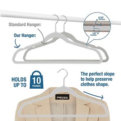 50 Pack UltraThin Plastic Clothes Hangers 17.7 Inch SpaceSaving Slim Hangers…