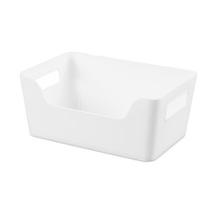 Easy Access Plastic Storage Bins Small 6.5×9.5×4 Inch White Organizer Box 5 Pack