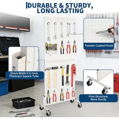 2x5ft Metal Pegboard Display Rack Mobile Freestanding Floor Stand 2-in-1