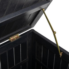 SAFAVIEH Outdoor – Abri Cushion Storage Box – Black Solid Wood – Coastal Resort