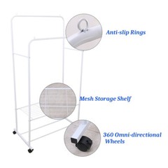Industrial Pipe Metal Clothes Rail Heavy Duty Garment Hanging Rack Shoe Shelives