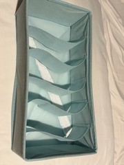 Blue Solid Fabric Foldable Drawer Organizer Storage Box, 6-Compartment