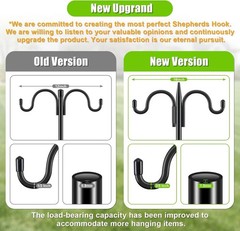2-Pack Adjustable Double Shepherd’s Hooks – 92 Inch Wrought Iron Garden Hooks