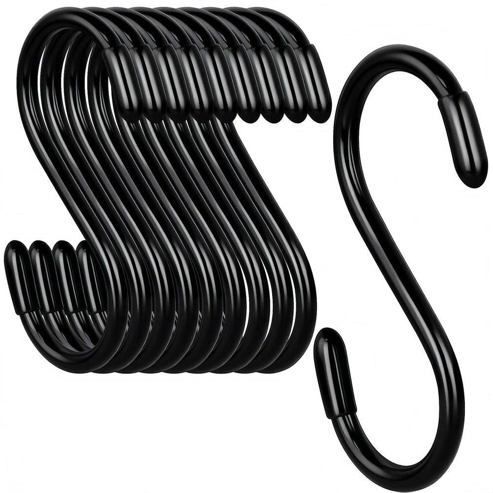 10 Pack Vinyl Coated S Hooks, 3 Inch Vinyl Coated S Hook, Heavy Duty Non-Slip