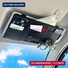 EcoNour Car Sun Visor Organizer (Black) | Multi-Pocket Net Zipper Case for Cash,
