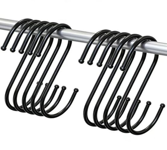 Pack 2.7-inch one-piece S-Shaped Hooks, Used for Hanging, Pot Rack 30 Black