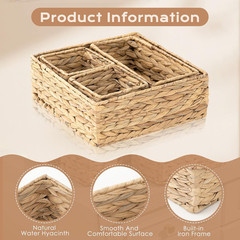 Set of 4 Natural Woven Wicker Storage Baskets for Organizing Drawers & Closets
