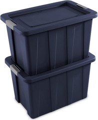 Heavy Duty 30 Gallon Storage Bins with Lids – 8 Pack, Dark Indigo Totes