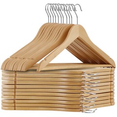 50 Pack Clothes Hangers Premium Natural Finish Suit Pant Dress Coat Hangers Wood