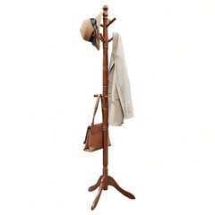 Solid Wood Coat Tree Freestanding Coat Rack Stand 10 Hooks Entryway Hats Bags