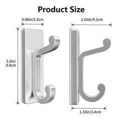 Silver Self Adhesive Hooks – Stick on Hanger for Coats, Hold 13Lbs 4 Pack.