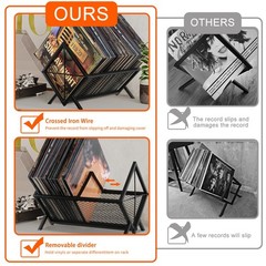 Vinyl Record Storage Holder – 80-100 LP Vinyl Organizer, Metal Record Display…