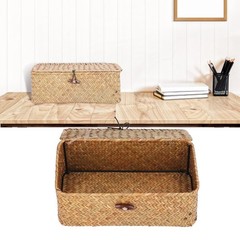 9.1 Inch Rectangular Shape Seagrass Storage Basket with Lid Hand Woven Small …