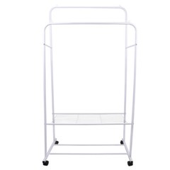 Heavy Metal Double Rail Garment Rack Clothes Storage with 2-Tier Bottom Shelves