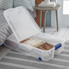 2 Pack Sterilite Underbed Storage Bin 66Qt Wheeled Clear Latching Lid Tote