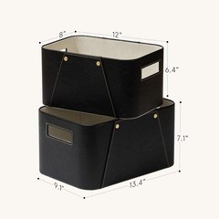 Storage Baskets Organizing 2 Pack Vegan Leather Storage Cube Boxes Closet