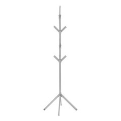 Coat Rack, Hall Tree, 8 Hooks, Entryway, 70″h, Bedroom, Grey Metal, Contemporary
