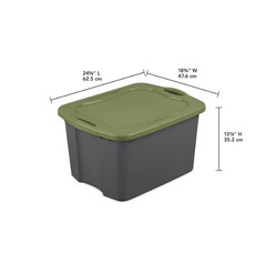 Sterilite 17.5 Gallon EZ Carry Storage Tote with Handles, Gray/Green, 6 Pack