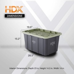 27 gal. Tough Storage Tote in Black and Army Green