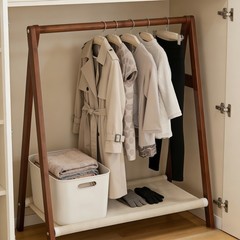 Foldable Wood Clothes Rack, Freestanding, Floor-standing
