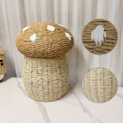Spore Cap Design Basket with Lid Handwoven Spore Cap Design Storage Basket
