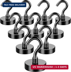 MIKEDE Magnetic Hooks, 50Lbs Strong Neodymium Black Magnet Hook for Hanging, Hea