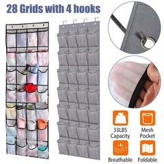 28 Pocket Over Door Hanging Organizer Mesh Storage for Shoes Toys Clothes 67×21