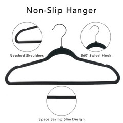 Non-Slip Velvet Hangers Ultra Slim Space Saving Clothing Organizer New