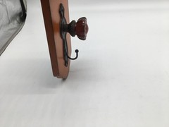 Vtg Red Glass Door Knob Repurposed Into Wall Hook with Mini Shelf Orange Decor