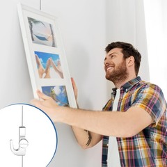 Hicarer 12 Pcs Adjustable Hooks for Gallery Picture Hanging System Silver