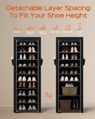 CASAMAYA Shoe Rack with Covers, 10 Tiers Tall 17.7″W – 10 Tier, Black