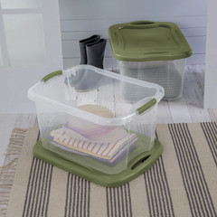 40 Quart Hingelid Clear Storage Box with Latch Lid & Comfort Grip, Da