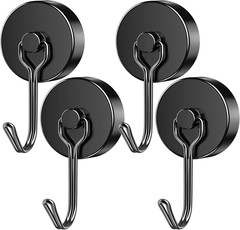 4 Pack Magnetic Hooks Heavy Duty 110Lbs Neodymium Magnet Hooks, Magnets with Hoo