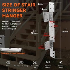 10 Pcs Adjustable Deck Stair Brackets, 18 Gauge Heavy Duty Galvanized Universal