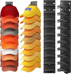 Hat Organizer Hold up to 20 Hats, 2 Pack Hat Rack for Wall with Strong Adhesi…