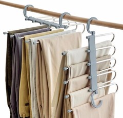 2Pcs– SOSOPIN Space Saving Pants Hangers Clothes Organizer 5 Layered Pants Rack