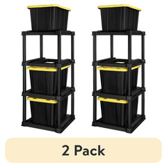 2 Pack 4-Tier Storage Tote Rack for 27 Gallon Bins Black